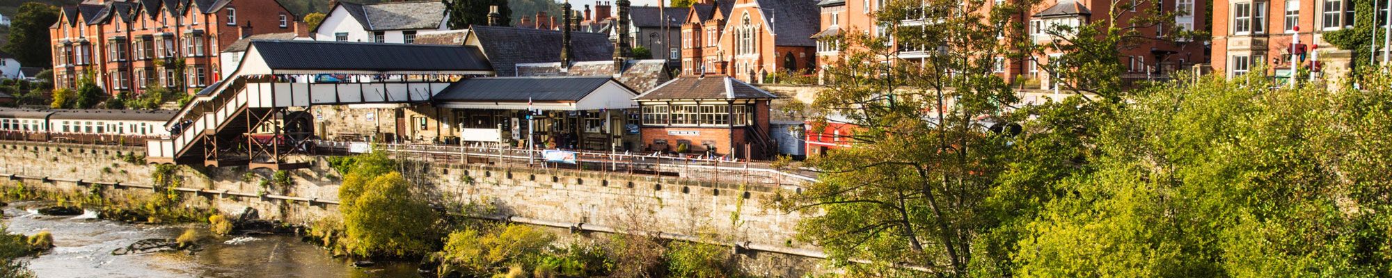 River and train station in Llangollen, North Wales